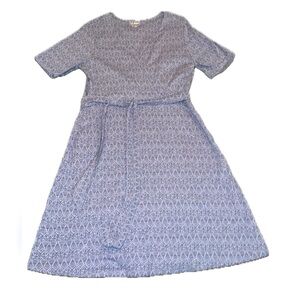 L.L.Bean Faux-Wrap Fit & Flare Dress Geometric Print  Large